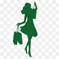 绿色的卡通女人装饰剪影