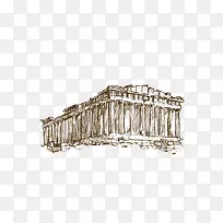 手绘古罗马建筑