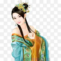 金色头饰美女立绘古风