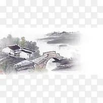 桥江南风景中国风背景banner