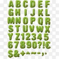 绿色线条英文字母与数字