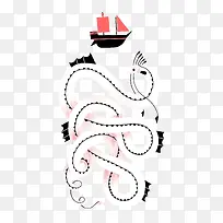 白蛇小船图案