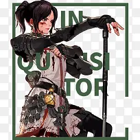 绿色时尚游戏盔甲美女