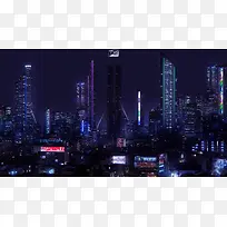 深夜现代大都市夜景