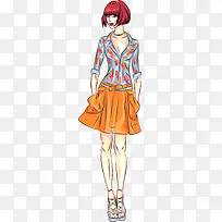 矢量手绘时尚女孩