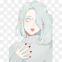 手绘短发女孩