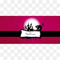 万圣节鬼节猫背景banner