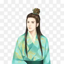 贵气绿衣美男古风手绘