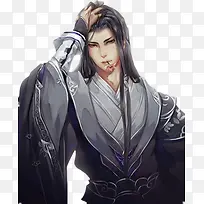 灰衣潇洒美男古风手绘