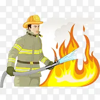 灭火的男消防员