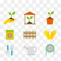 矢量植物和种植工具