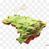 模型山地卡通绿色