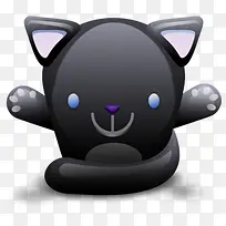 可爱猫咪黑色图标设计