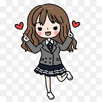 开心的卡通女孩