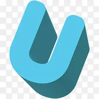 卡童蓝色字母U图片