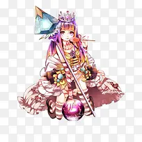 手绘魔法杖宝珠女孩