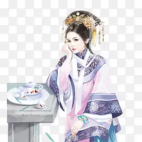 白衣嫔妃手绘古风