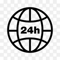 地球和24小时标志图标