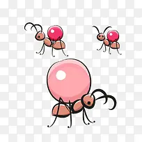 粉色蚂蚁背食物