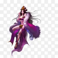 紫色皮草的游戏人物造型