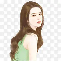 回眸美女图长发美女