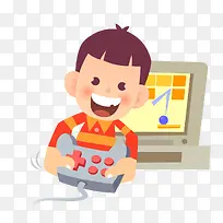 在玩游戏的小男孩