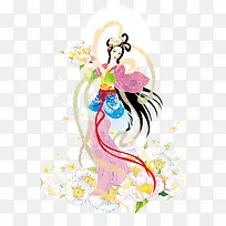 拿花的美女