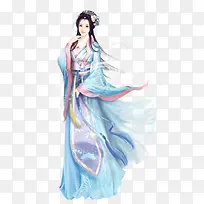 蓝衣白沙女子立绘游戏人物