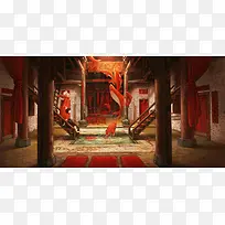 手绘梦幻武术人物