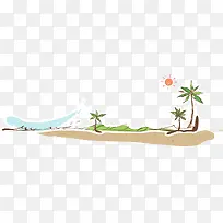 矢量手绘海滩