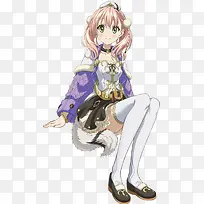 卡通立绘白尾巴女孩