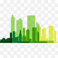 绿色系城市剪影