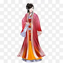彩绘立绘红色衣服古风女子
