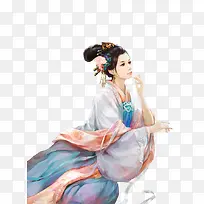 彩绘立绘眺望女子图片