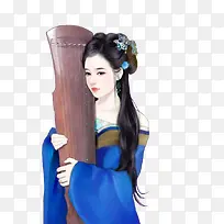 古风立绘抱古筝美女