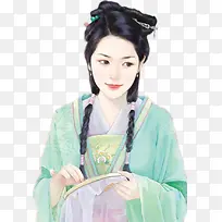 双马尾蓝衣美女
