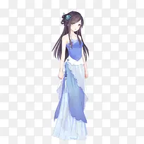 卡通蓝色衣服女孩