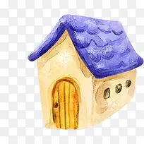 手绘水彩木质房屋