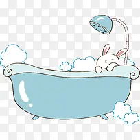 卡通可爱浴缸矢量泡澡