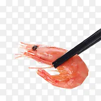 用筷子夹起的北极虾