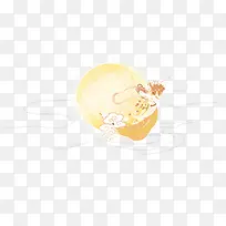黄色奔月嫦娥卡通中秋