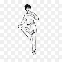 踢毽子人物速写