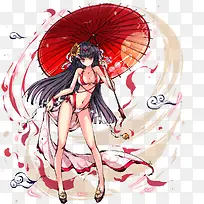 手绘泳装折伞女孩