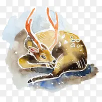 水粉插画麋鹿