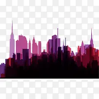 紫色城市虚影海报背景
