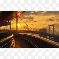 夕阳下的古典立交桥
