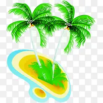 卡通椰子树海滩