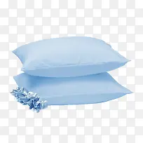 蓝色实物枕头