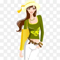 卡通绿衣服女孩