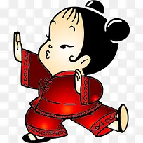 手绘推掌人物女孩